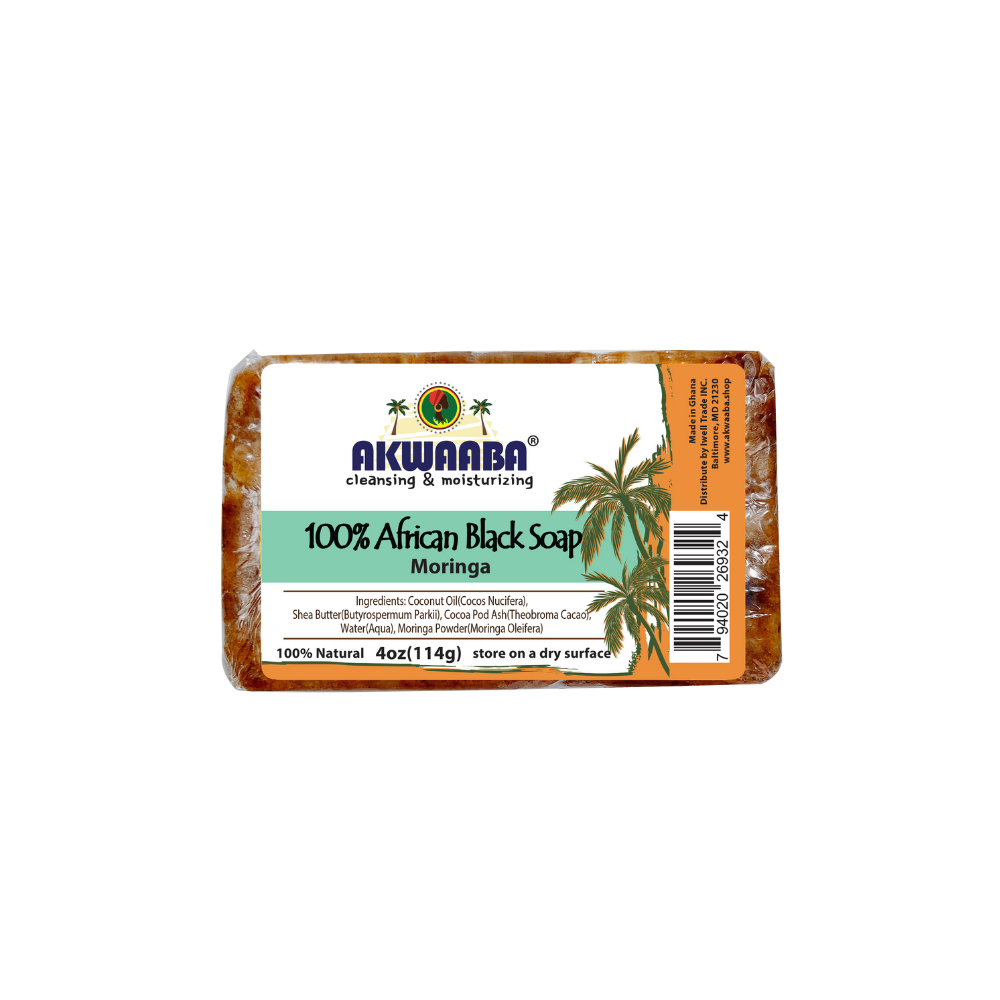 Akwaaba African Black Soap Bar (Moringa) 4oz