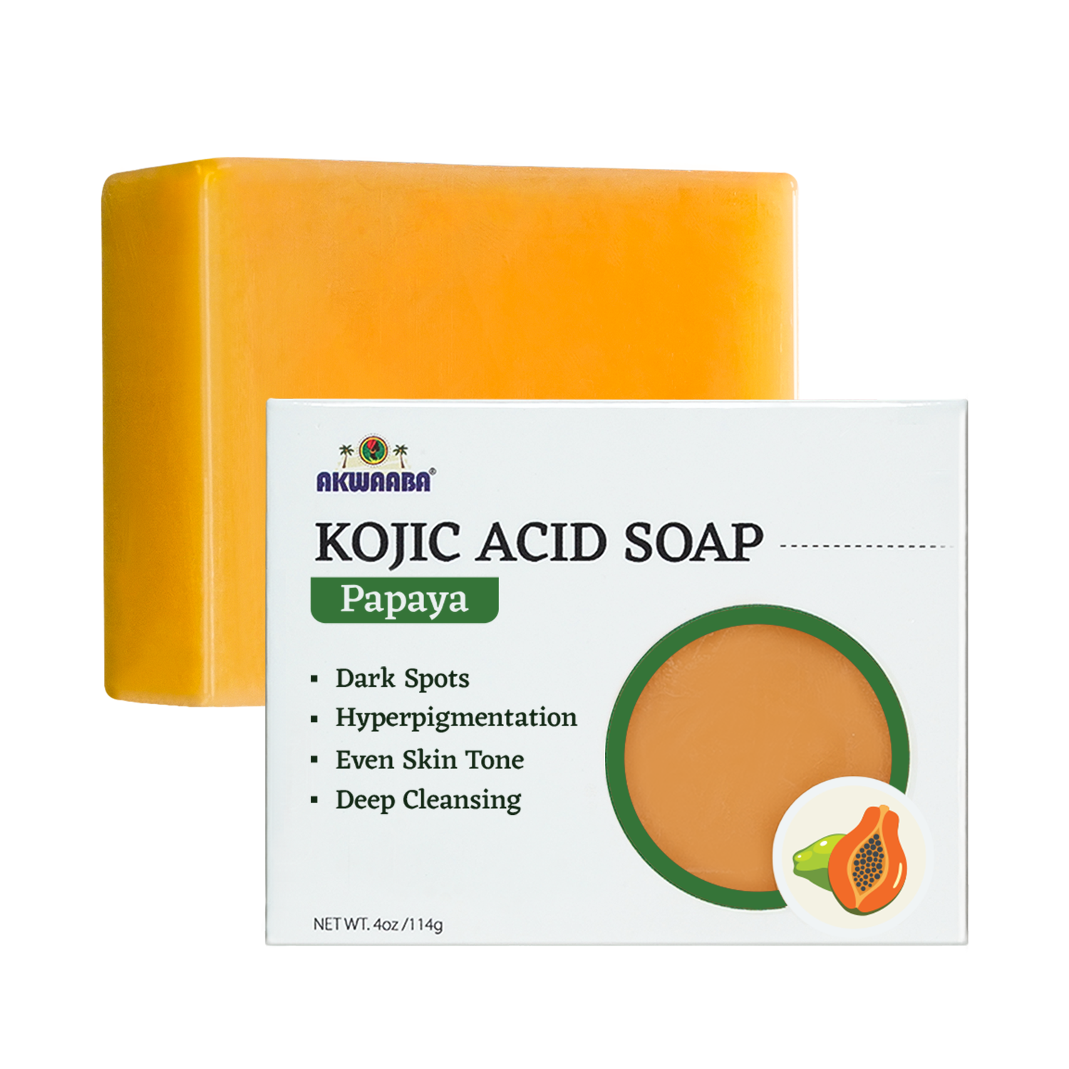 Akwaaba Kojic Acid with Papaya Soap Bar 4oz