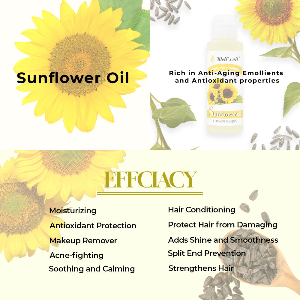 Well&#39;s Oil 100% Pure Natural Carrier Oil 4oz Sunflower